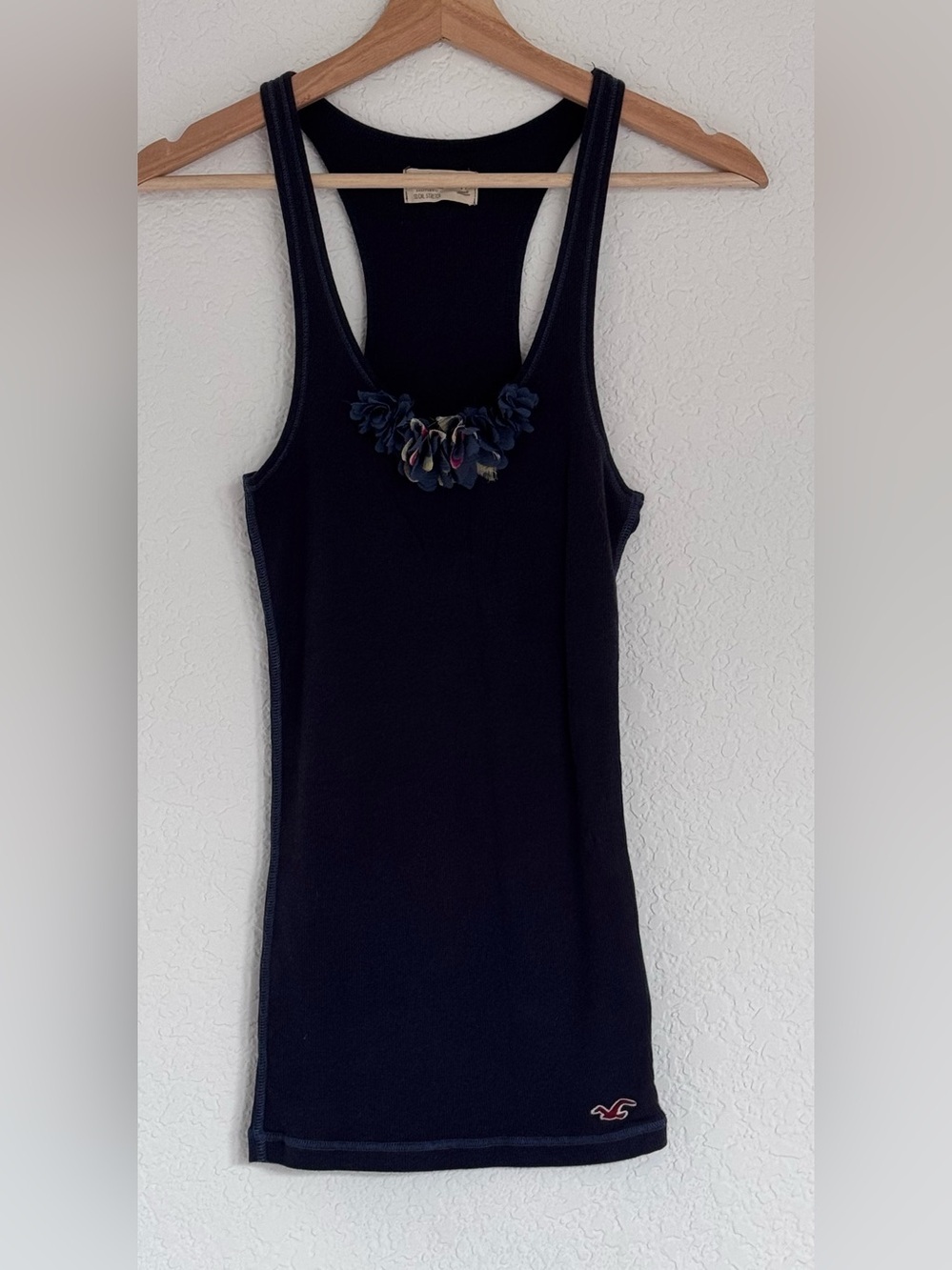Vintage Y2K Rare Hollister Navy
Tank Top with Floral Detail